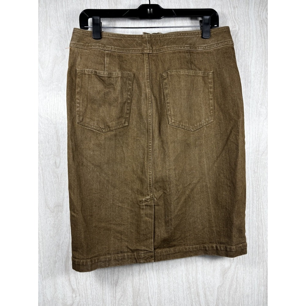 Lauren Ralph Lauren Denim Pencil Skirt 8 Brown Tan Equestrian Chic Classic - Picture 3 of 6
